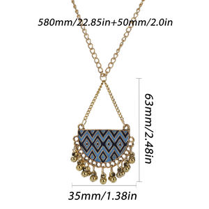 เครื่องประดับอินเดียโบราณยิปซีดอกไม้แกะสลักต่างหูห้อยสำหรับผู้หญิง Boho วินเทจชาติพันธุ์ลูกปัดอัลลอยสร้อยคอพู่สำหรับผู้หญิง - Product Image 2