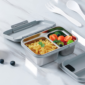 Thép không gỉ thực phẩm container kim loại Bento Hộp Ăn Trưa với tùy chỉnh in Nắp thực phẩm lưu trữ container một hai Grips Snack hộp - Product Image 2