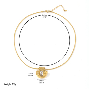 สร้อยคอประดับเพทายทรงสี่เหลี่ยมทำจากสเตนเลสสตีลสีทอง18K กันน้ำทันสมัย - Product Image 2