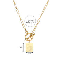 Doreen — collier avec chaîne en forme de trombone en acier inoxydable, pendentif carré à motif de fleur, plaqué or 18K, étoile, lune, nuit, tendance