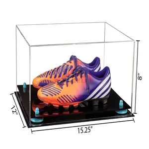 Yageli-caja de exposición de zapatos acrílica transparente, Perspex de tamaño personalizado, Base negra, venta al por mayor de fábrica