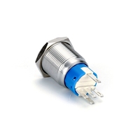 HS 16/19/22mm IP65 Étanche En Aluminium Tête Plate Tête Haute En Acier Inoxydable Bouton Poussoir LED Anneau Puissance Momentané 250V
