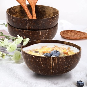 Bol en coque de noix de <span class=keywords><strong>coco</strong></span> naturelle du Vietnam, écologique, rond et poli, pour salade, crème glacée, dessert, fruits, avec cuillère - Product Image 5