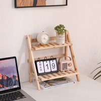 Étagère de rangement pliable en bois à deux niveaux, trapézoïdale, pour table, gain de place, étagère de table, bibliothèque