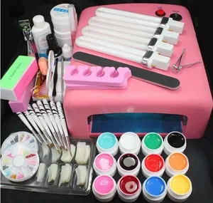 Kit profesional de lámpara UV para uñas acrílicas, kit de herramientas de curado de Gel UV en 12 colores, venta al por mayor, 25 artículos