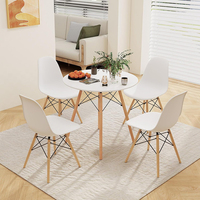 Table de salle à manger ronde minimaliste nordique très vendue, plateau en MDF, pieds en bois de hêtre, table basse pour salon, café, boutique, réception