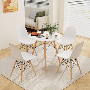 <span class=keywords><strong>Table</strong></span> à manger ronde blanche moderne avec piétement, petite <span class=keywords><strong>table</strong></span> ronde de loisirs pour le thé, le café ou la cuisine - Product Image 4
