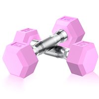 Haltères hexagonaux roses TOPTONS, haltères hexagonaux en caoutchouc, équipement de fitness, ensemble de salle de sport à domicile avec logo personnalisé