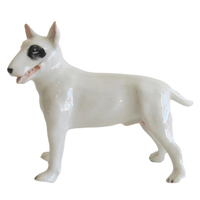 Sculpture miniature de simulation d'animal, décoration de maison faite à la main, statue de chien mignon en porcelaine, figurine de taureau terrier en céramique