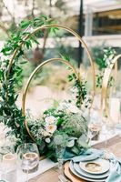 Or français - Support à gâteau géométrique à double anneau en métal de 16 et 24 pouces, vase à fleurs pour la décoration de fête de mariage