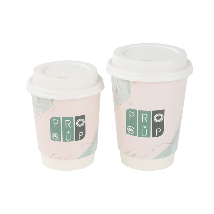 Custom Printing Pattern Disposable Insulated Double Walled Hot Drink Paper Coffee Cup With Lids