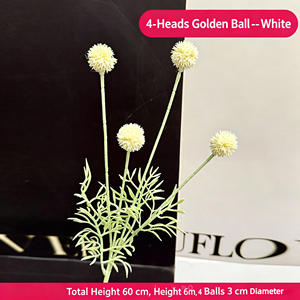 Ramo de Flores Artificiales Billy Ball de Alta Calidad con 4 Cabezas, Craspedia, para Decoración Profesional de Bodas y Hogar, Múltiples Colores - Product Image 3