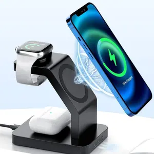 3 In 1 Magnetic Wireless Charger Stand für Ipad Watch Phone Table 10W 15W Magnet 3 In One Wireless Charger Holder