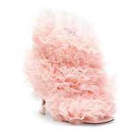 Sandales à talons aiguilles de luxe, bottes à fleurs volumineuses, sandales à bout carré, sandales en maille plissée, sandales de rêve pour femmes, sandales à talons à enfiler