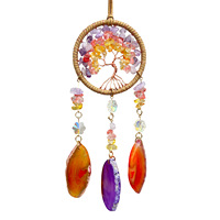 Pendentif de voiture en tranche d'agate de cristal fait main Design tissé luxueux et simple Texture haut de gamme Cerceau de fer en fil de bronze