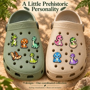 Lot de 9 breloques personnalisées en PVC pour chaussures, motif <span class=keywords><strong>dinosaure</strong></span> Kawaii, mignonnes, pour bébés, T-Rex, pour sabots, vente en gros - Product Image 3