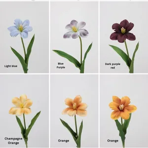 Vendita diretta in fabbrica Brownie Tulip 3D PU fiore artificiale a mano materiale per decorazione domestica imitazione pittura a olio Bouquet - Product Image 3