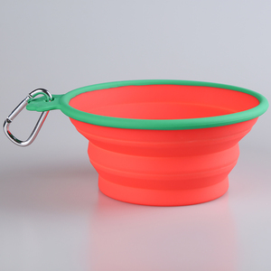 Gamelle portable moderne en silicone pour animaux de compagnie, pliable, motif pastèque, avec mousqueton, résistante à la chaleur, pour l'alimentation en voyage des chiens et des chats - Product Image 6