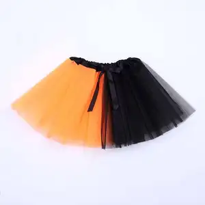 Venda por atacado de mini tutu de verão para crianças, saia de dança de balé de 3 camadas com meia borda, shorts de gaze para meninas pequenas