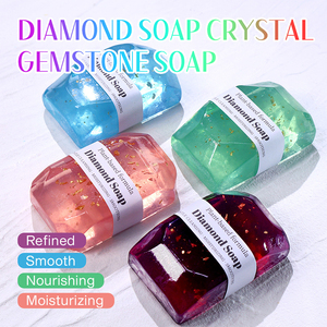 Jabón Artesanal en Barra con Forma de Diamante, Jabón Creativo con <span class=keywords><strong>Gemas</strong></span> para Baño, Limpiador e Hidratante, con Lámina de Oro Transparente y Aceites Esenciales en Oferta - Product Image 4