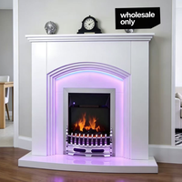 Contour de cheminée moderne en MDF peint en blanc |   Cadres d'encadrement de cheminée personnalisables avec éclairage LED encastré |   Timberlume Living Room Best