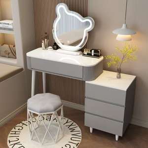 Nouvelle coiffeuse blanche crème 2025 - <span class=keywords><strong>Table</strong></span> <span class=keywords><strong>de</strong></span> maquillage moderne minimaliste en bois massif intégrée à une <span class=keywords><strong>table</strong></span> <span class=keywords><strong>de</strong></span> <span class=keywords><strong>chevet</strong></span> pour petites chambres - Product Image 1