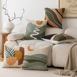 Nordic Abstract Geometric <b>Cushion</b> Cover Square Embroidered Polyester Cotton Pillowcase For Home Decor Living Room Bedroom - Product Image 3