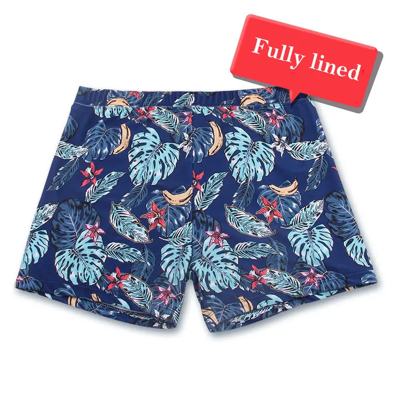Wholesale custom printed pattern quick dry breathable soft men swimwear summer beachwear swimming trunks