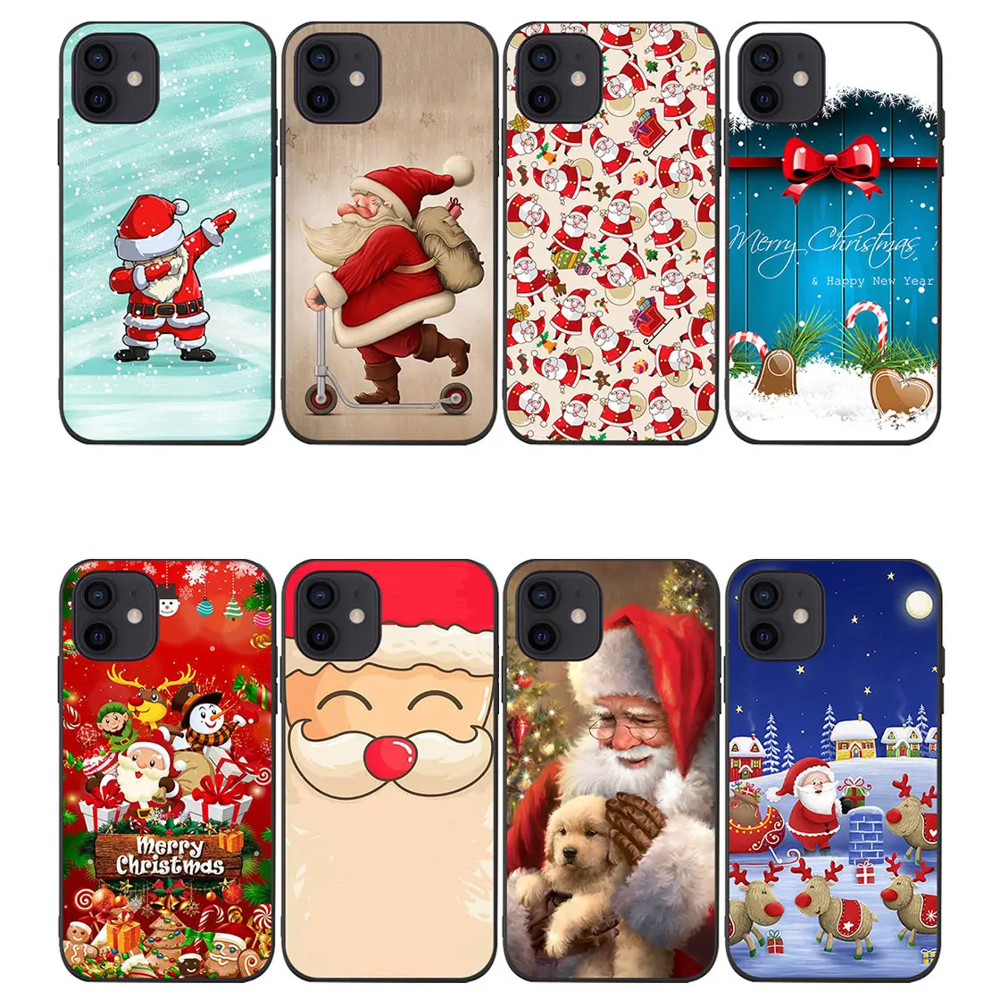 Merry Christmas Phone Case Elk Old Man Snowman Tree Soft Shell For Iphone 15 14 13 12 11 Pro Max Mini Promax Plus 15plus 15pro