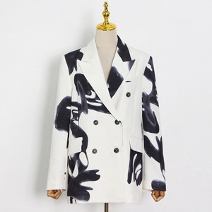 Completo da donna giacca <span class=keywords><strong>pantaloni</strong></span> stampa a inchiostro con risvolto Hip Hop abito d'avanguardia da donna set ufficiale <span class=keywords><strong>taglie</strong></span> forti da donna - Product Image 3