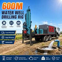Foreuse de puits montée sur camion 600M avec compresseur d'air, machine de forage de puits profonds, équipement de forage haute efficacité