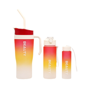 Nouvelle Collection 2024 : Ensemble de Bouteilles d'Eau Motivationnelles Givrées en Plastique Dégradé 3-en-1 pour Sport et Gym, Réutilisables et Écologiques (1200ml, 800ml, 300ml) - Product Image 5