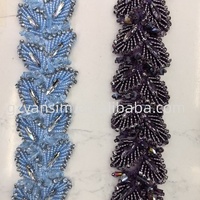 Ceintures de luxe en chaîne de strass 3D avec appliques de perles de verre pour vêtements de mariage