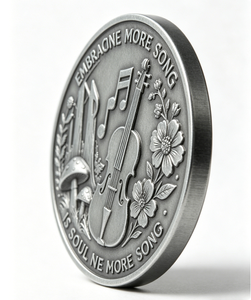 Moneda Conmemorativa de Desafío Personalizada de Aleación de Zinc Fundida a Presión con Diseño de Ángel y Música en 3D de Doble Cara, Coleccionable, con Diseño de Ciervo y Violín - Product Image 3