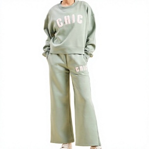 2026 Latest Design Women's Casual Long 2-Piece Tracksuit Set 100% Cotton Fleece Winter Breathable Quick-Dry - Product Image 1