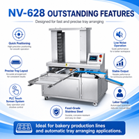 Nouvelle machine de tri et de chargement de plateaux électrique à commande PLC NV-628 haute vitesse pour ligne de boulangerie, traitement automatique de gâteaux, pâtisseries et farine