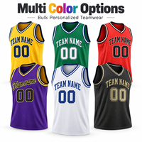 Maillot de basket personnalisé multicolore col en V, tenue d'équipe par sublimation, séchage rapide, vente en gros, uniformes d'équipe jeunesse personnalisés USA