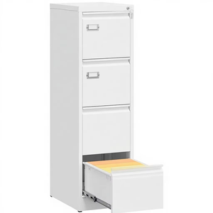 Meuble de classement vertical en métal blanc à 4 tiroirs avec serrure, design étroit, format A4/Légal/Lettre, pour <span class=keywords><strong>bureau</strong></span> à domicile - Product Image 5