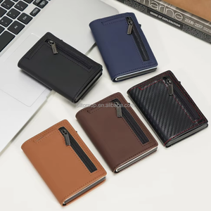 Tùy chỉnh RFID chặn nhôm chủ thẻ Wallet Slim Pop Up ID tín dụng Trường hợp với bìa da chống trộm phong cách kinh doanh - Product Image 2