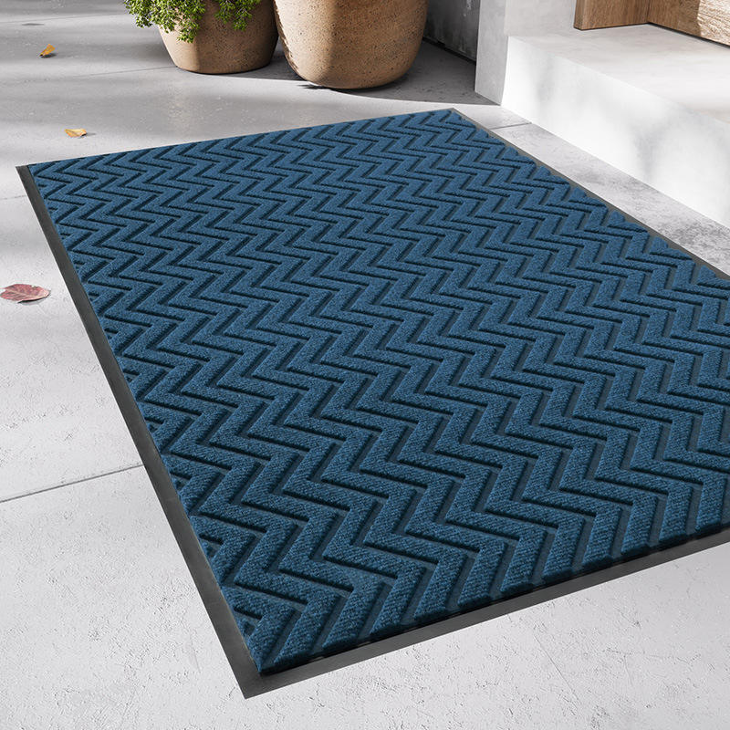 Tapis d'entrée en polyester - bleu ondulation d'eau