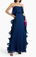 Nouvelle Robe de Soirée Élégante Plissée Longue à Volants et Épaules Dénudées pour Femme, Taille Haute, Coupe Évasée, Collection Été 2026