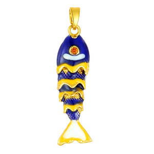 HB0223 colore dorato che conserva portafortuna Koi pesce ciondolo doppia faccia goccia di smalto ciondolo di pesce simpatico pesce marino fai da te - Product Image 4