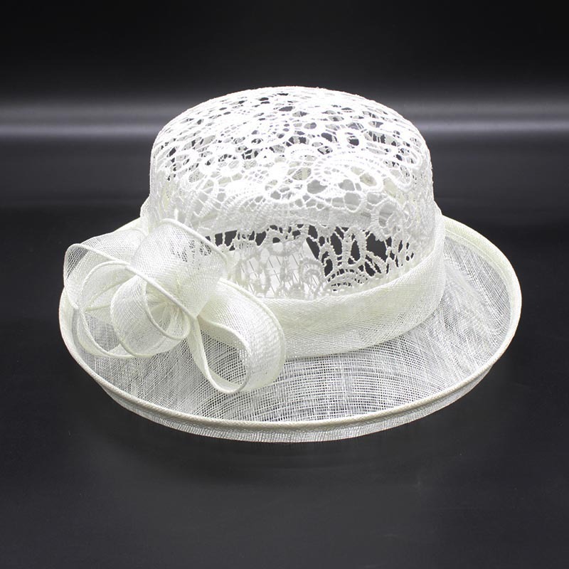 2337 Elegant Women\'s Church Derby Tea Party Hats- Floral Sinamay M97( Ivory/red) Kentucky Derby Hat, Church Hat, Wedding Hat  main image 2