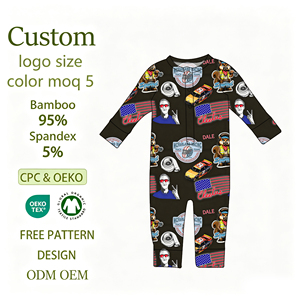 Combinaison pour bébé garçon de qualité supérieure, imprimé course, en fibre de bambou, douce, à manches longues, avec boutons pression - Product Image 1