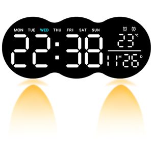 LED <b>Digital</b> Wall <b>Clock</b> with Remote Control Multifunctional Alarm Temperature Display for Living Room Modern Home - Product Image 1