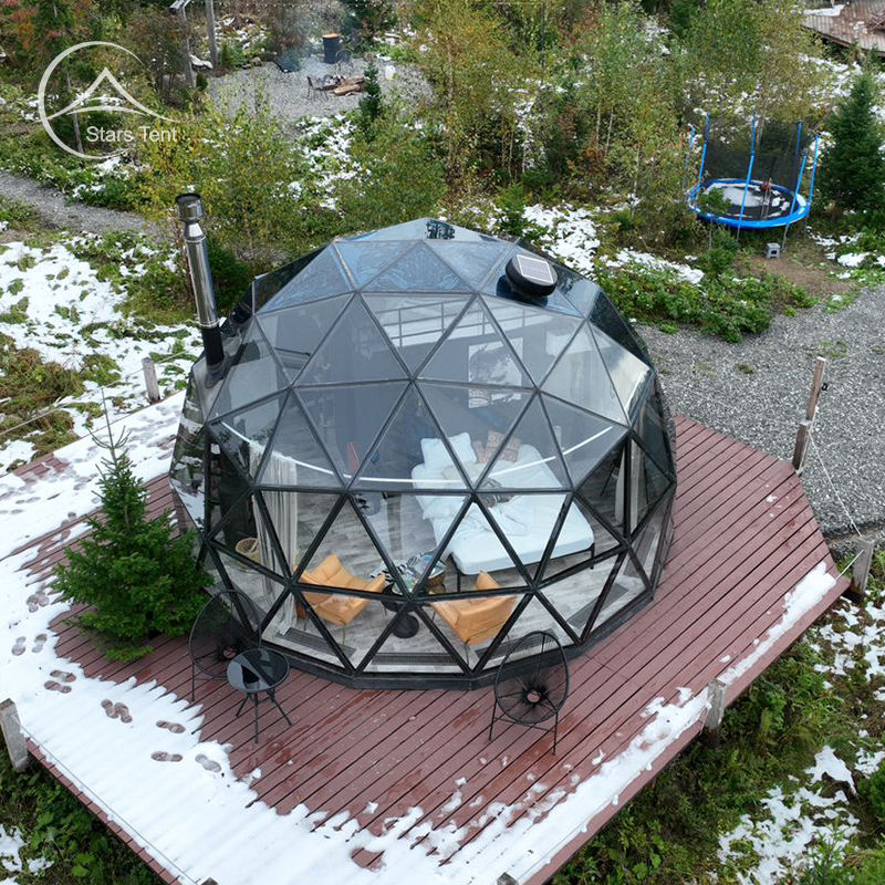 High Quality Outdoor Luxury Glamping Igloo Glass Dome Tent For Resort With Bathroom