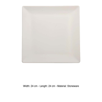 Assiette plate carrée Boston blanche 24 × 24 cm en grès M1934