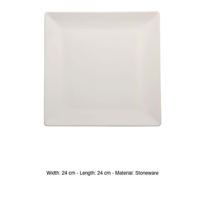 Assiette plate carrée Boston blanche 24 × 24 cm en grès M1934 - Product Image 3