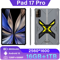 Pad 17 Pro 11" Tablet Gambar 120Hz 16GB+1TB Pena Stylus 108MP 8000mAh 5G Dual SIM Face Unlock Aksesori Tablet Artis Kreatif