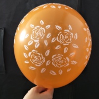 Ballons en latex de 12 pouces de couleur orange avec motif de rose, impression sur 5 faces